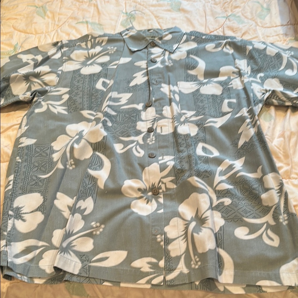 Apparel zone olive short sleeve printed rayon Button down Shirt, large
